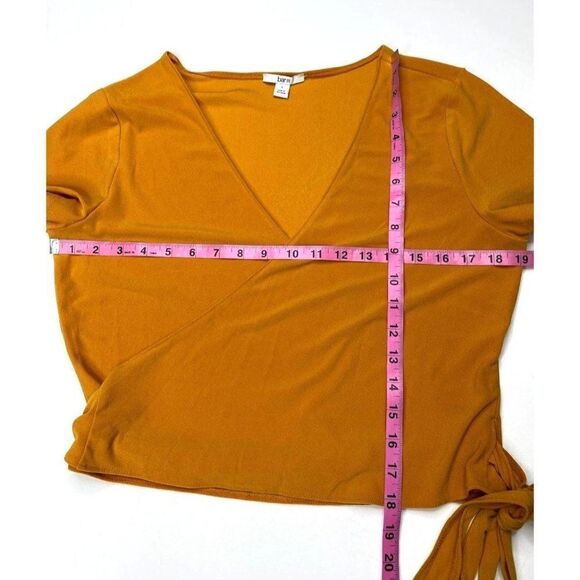 Womens Bar III Marigold Yellow "Desert Sunset" Wrap Side Tie‎ Top sz Large - Picture 7 of 9
